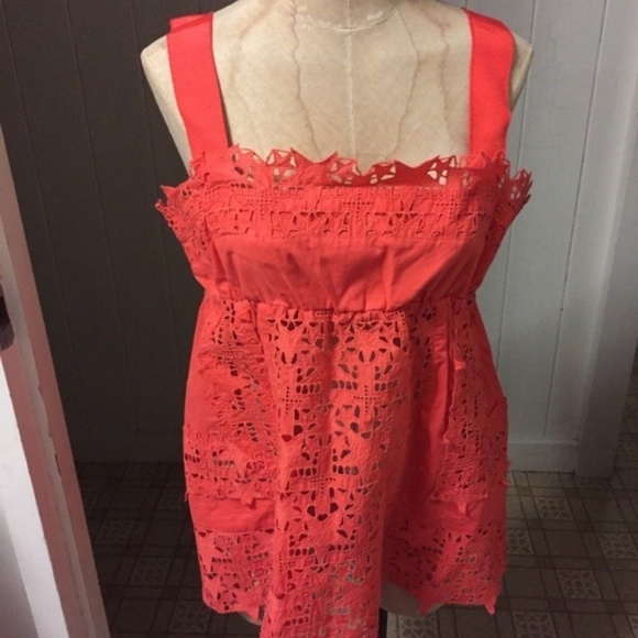Sacai Tops - SACAI sz 2 S Orange Star Lace Tank Top Cotton